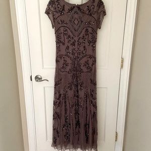 Pissarro Nights Beaded Mesh Column Gown